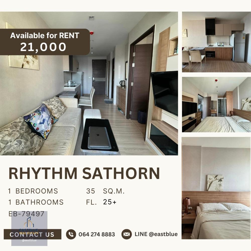 RHYTHM Sathorn 1 Bed 1 Bath Unblocked View 21,000 per month 064-274-8883