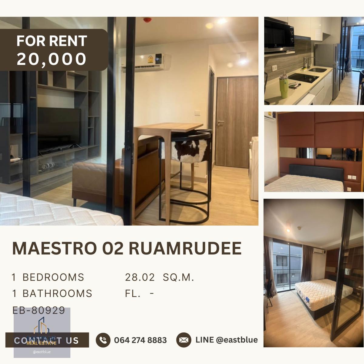 Maestro 02 Ruamrudee, 1 bed, 20000 per month