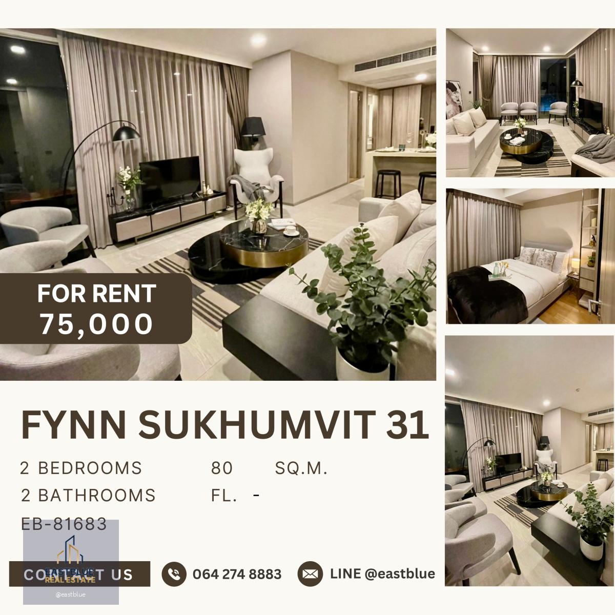 FYNN Sukhumvit 31, 2 bed, 75000 per month