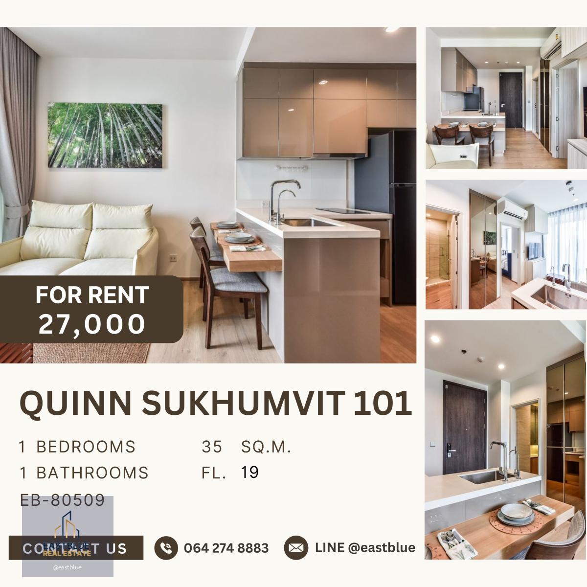 QUINN Sukhumvit 101, 1 bed, 27000 per month