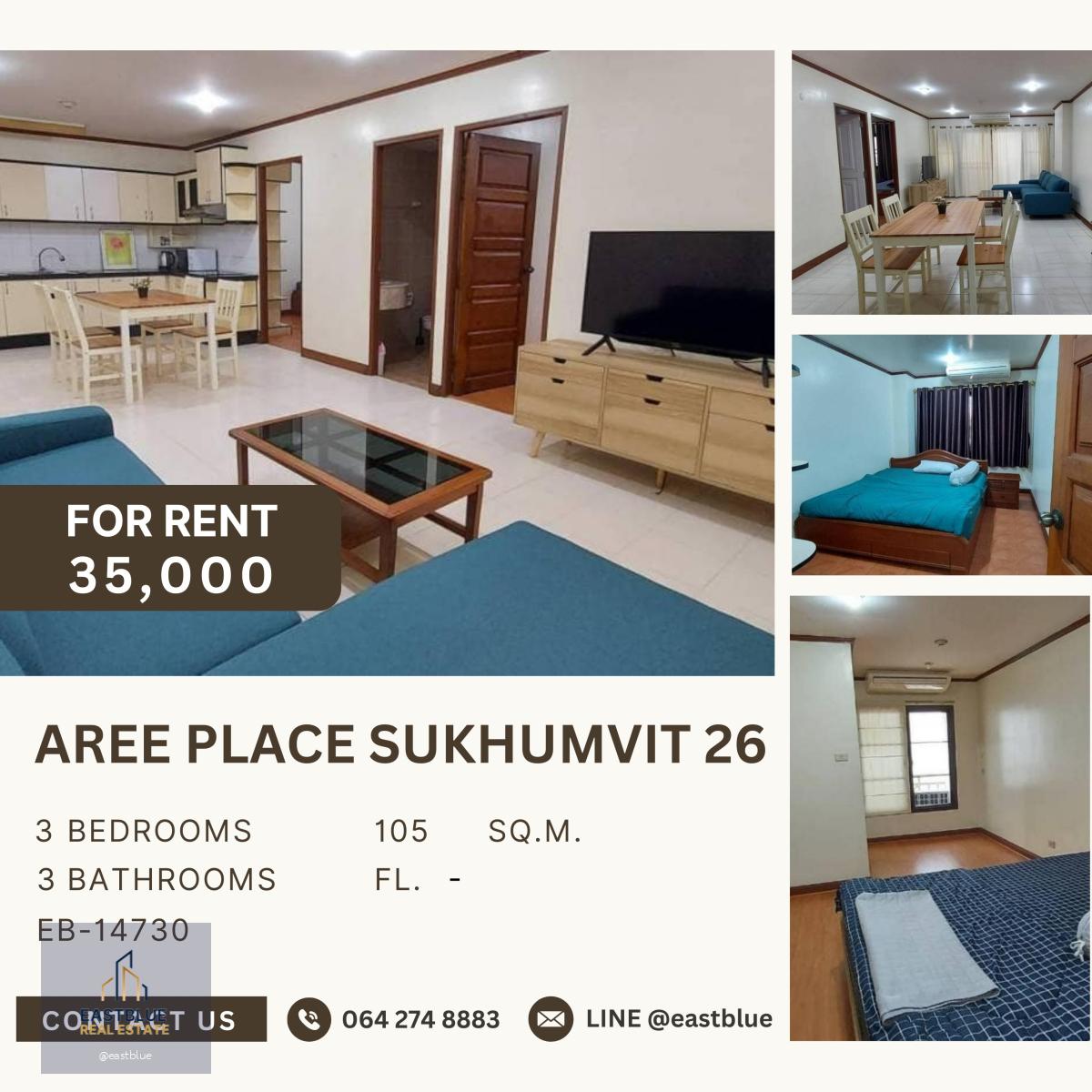 Aree Place Sukhumvit 26, 3 bed, 35000 per month