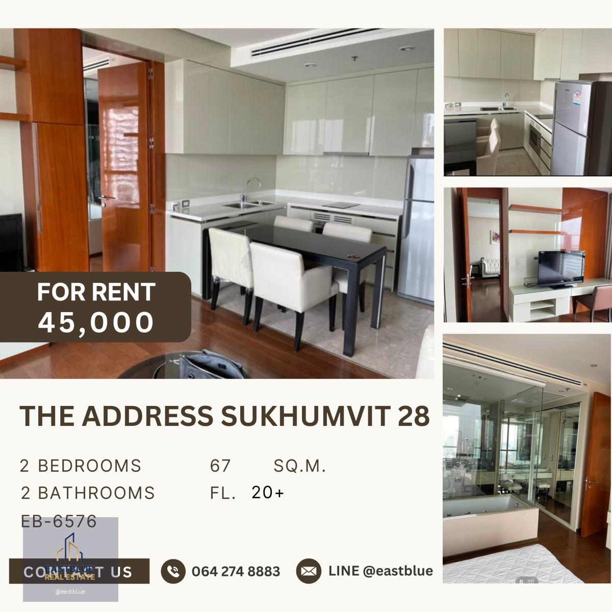 The Address Sukhumvit 28, 2 bed, 45000 per month