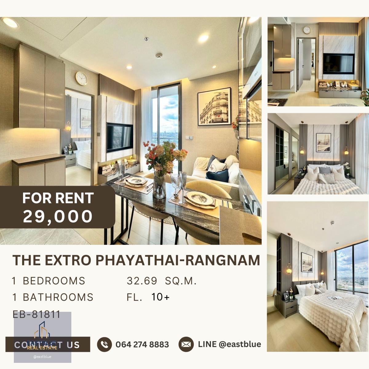 The Extro Phayathai-Rangnam, 1 bed, 29000 per month