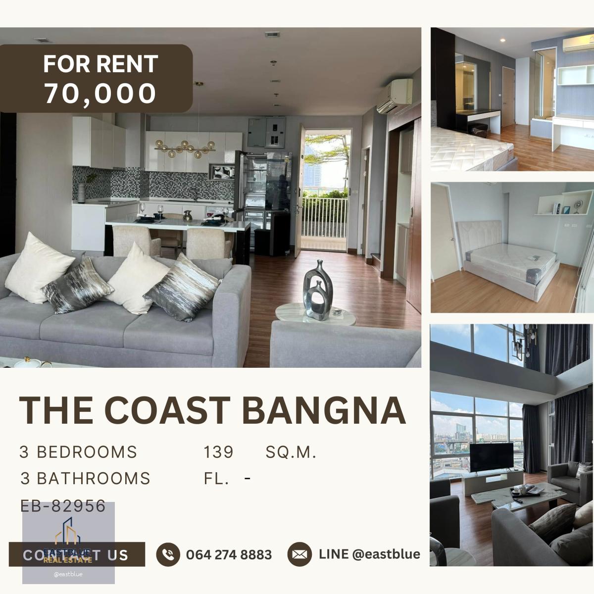 The Coast Bangna, 3 bed, 70000 per month