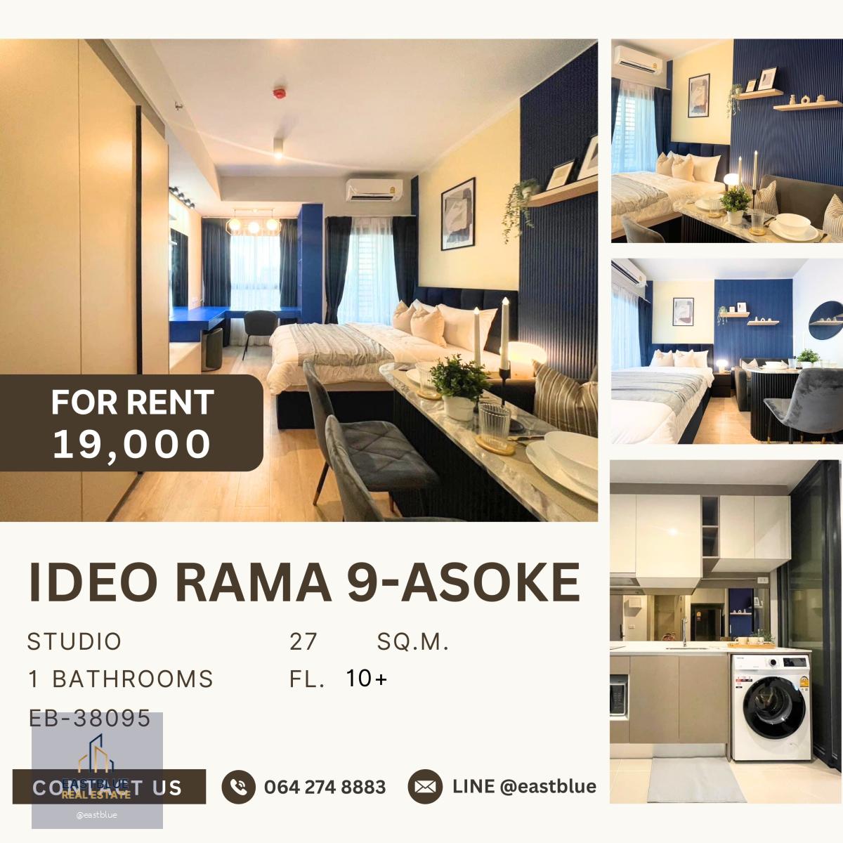 Ideo Rama 9-Asoke, Studio bed, 19000 per month