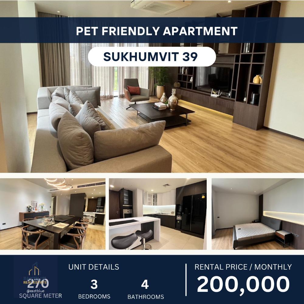 Pet-Friendly Luxury Apartment Sukhumvit 39  3 Beds 270 sqm 200k per month