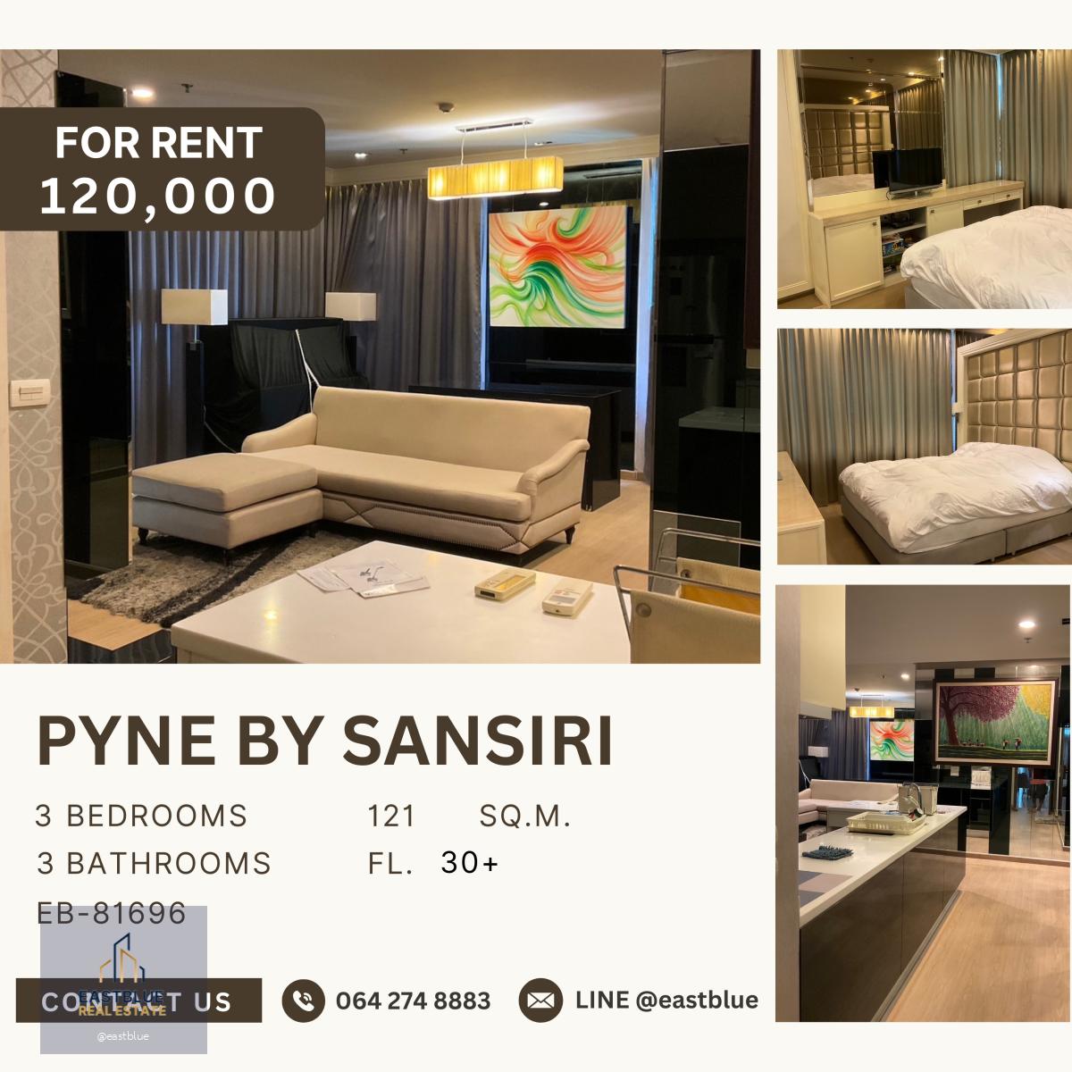 Pyne By Sansiri, 3 bed, 120000 per month