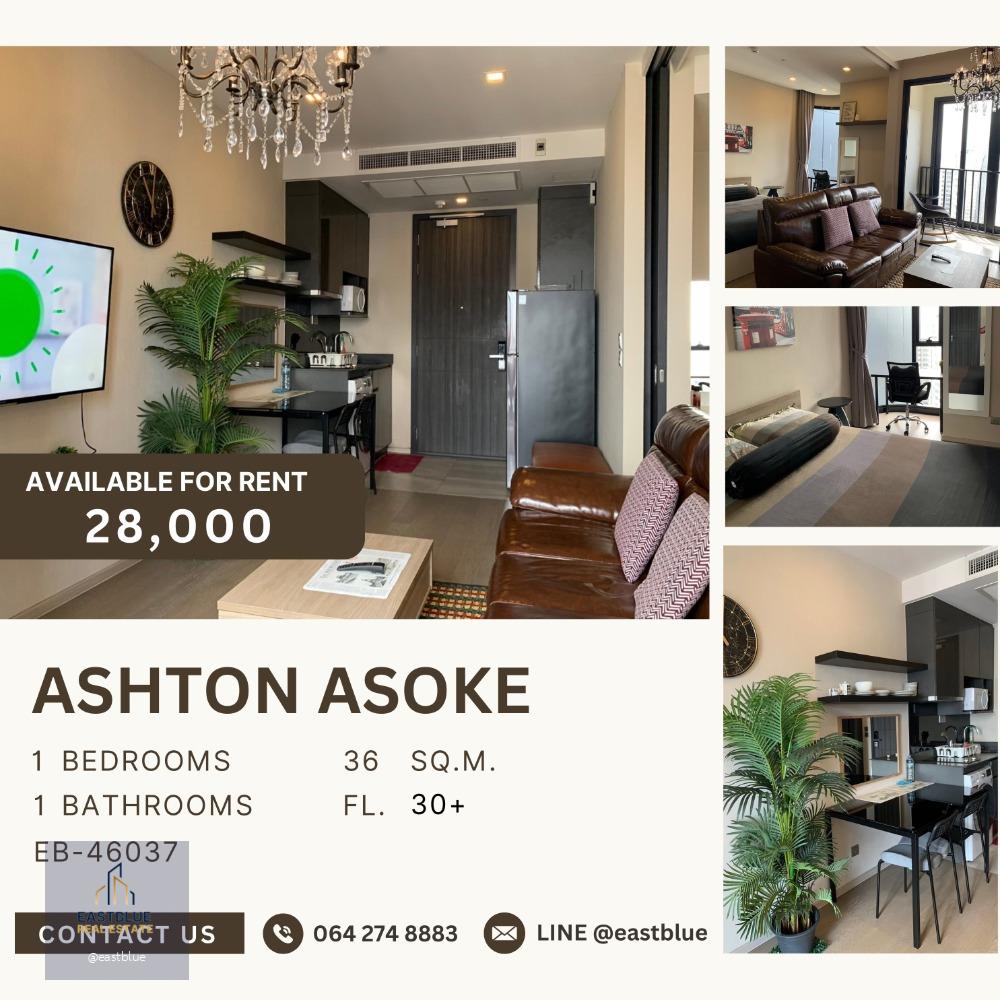 Ashton Asoke | High-Floor 1-Bedroom with Lively Greenery --- 28,000 per month