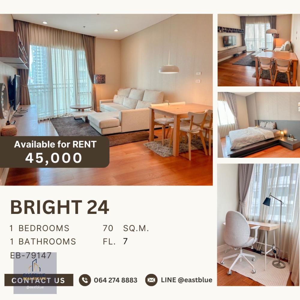 The Bright Sukhumvit 24 for rent fully furnished 45k 064-274-8883