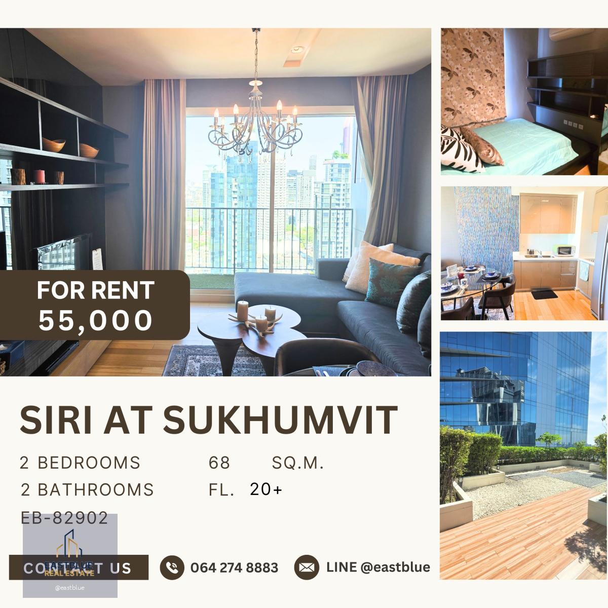 Siri At Sukhumvit, 2 bed, 55000 per month