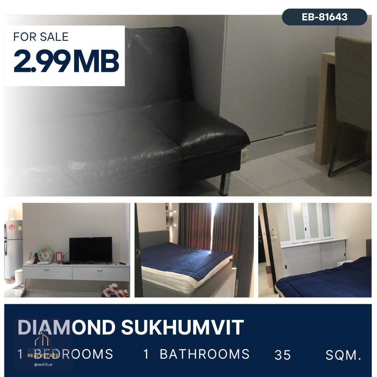 Diamond Sukhumvit คอนโดติด BTS อ่อนนุช ราคาดี ชั้นสูงห้องแต่งครบพร้อมอยู่ 2.99 ล้านบาท