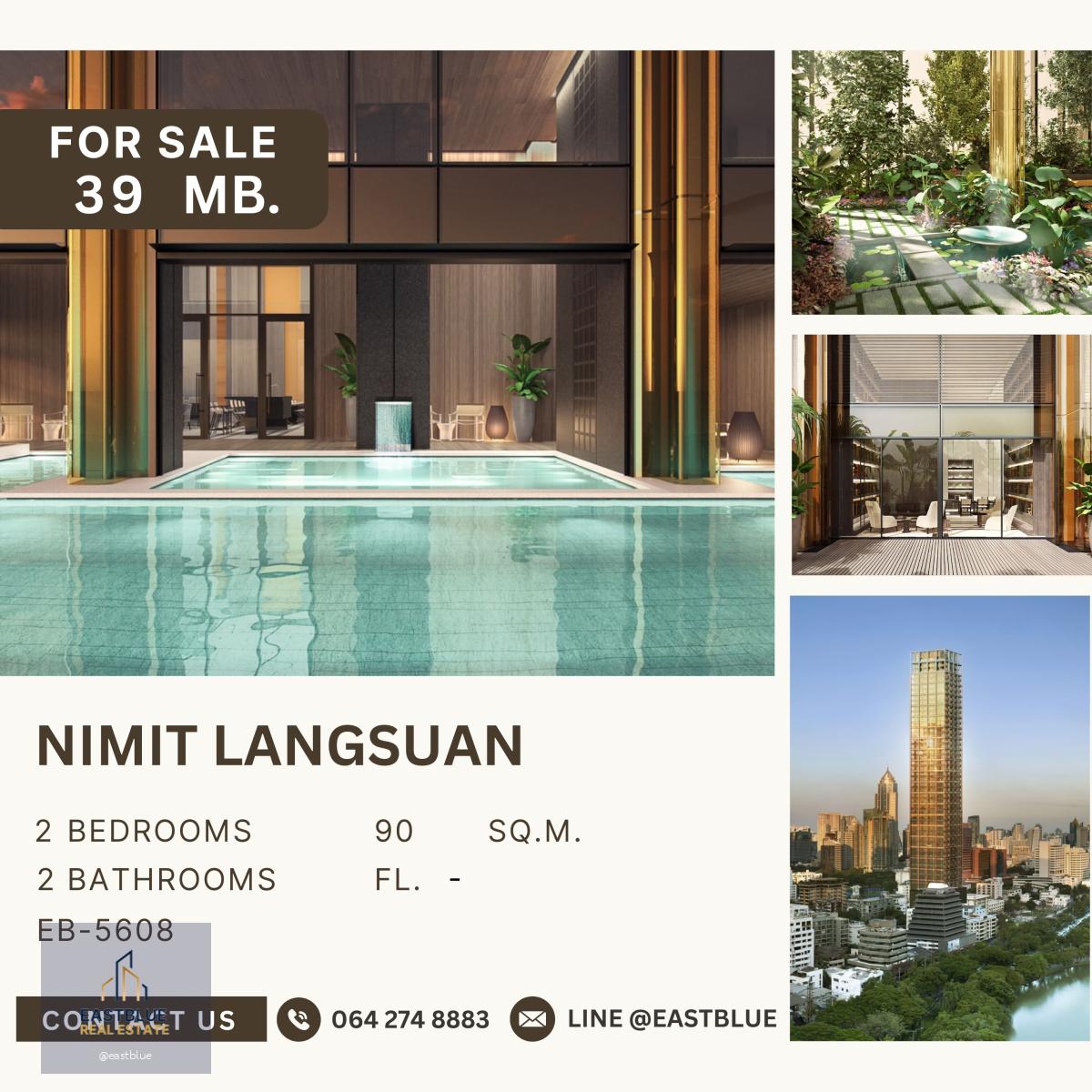 Nimit Langsuan 2 ห้องนอน แต่งสวย ราคาดีที่สุด ทิศเหนือ 39 ล้านบาท