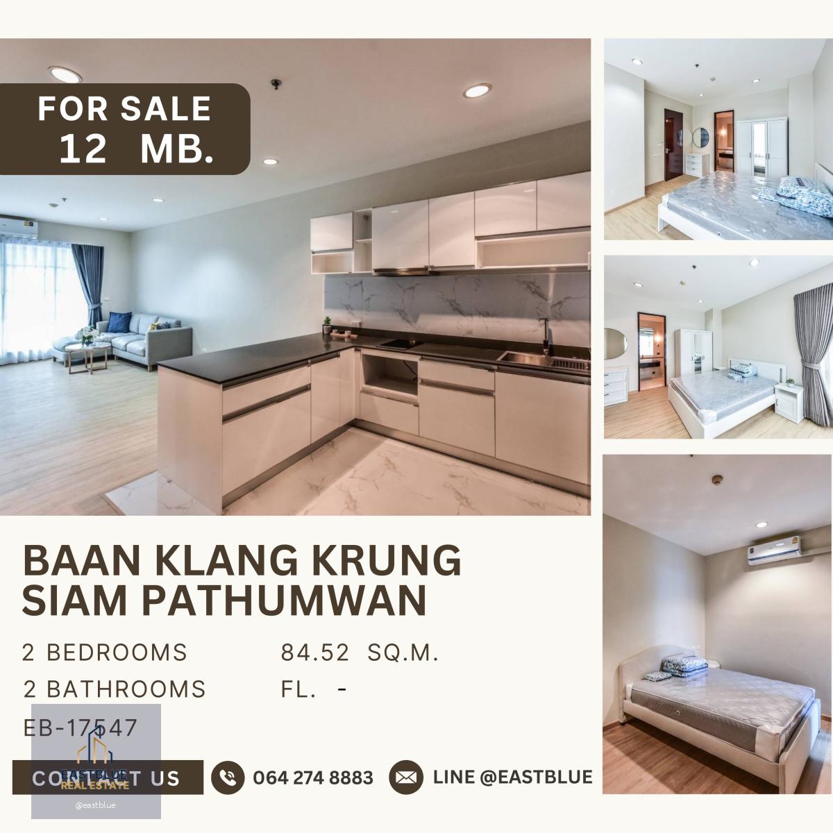 ขาย Baan Klang Krung Siam Pathumwan 2 ห้องนอน แต่งสวย ห้องจริงสวยมาก ตำแหน่งหายาก ไซส์ใหญ่ ปล่อยเช่าดีมาก 12 ล้านถ้วน