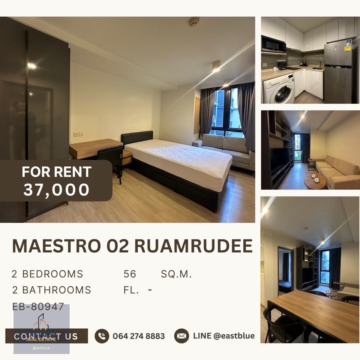 Maestro 02 Ruamrudee, 2 bed, 37000 per month