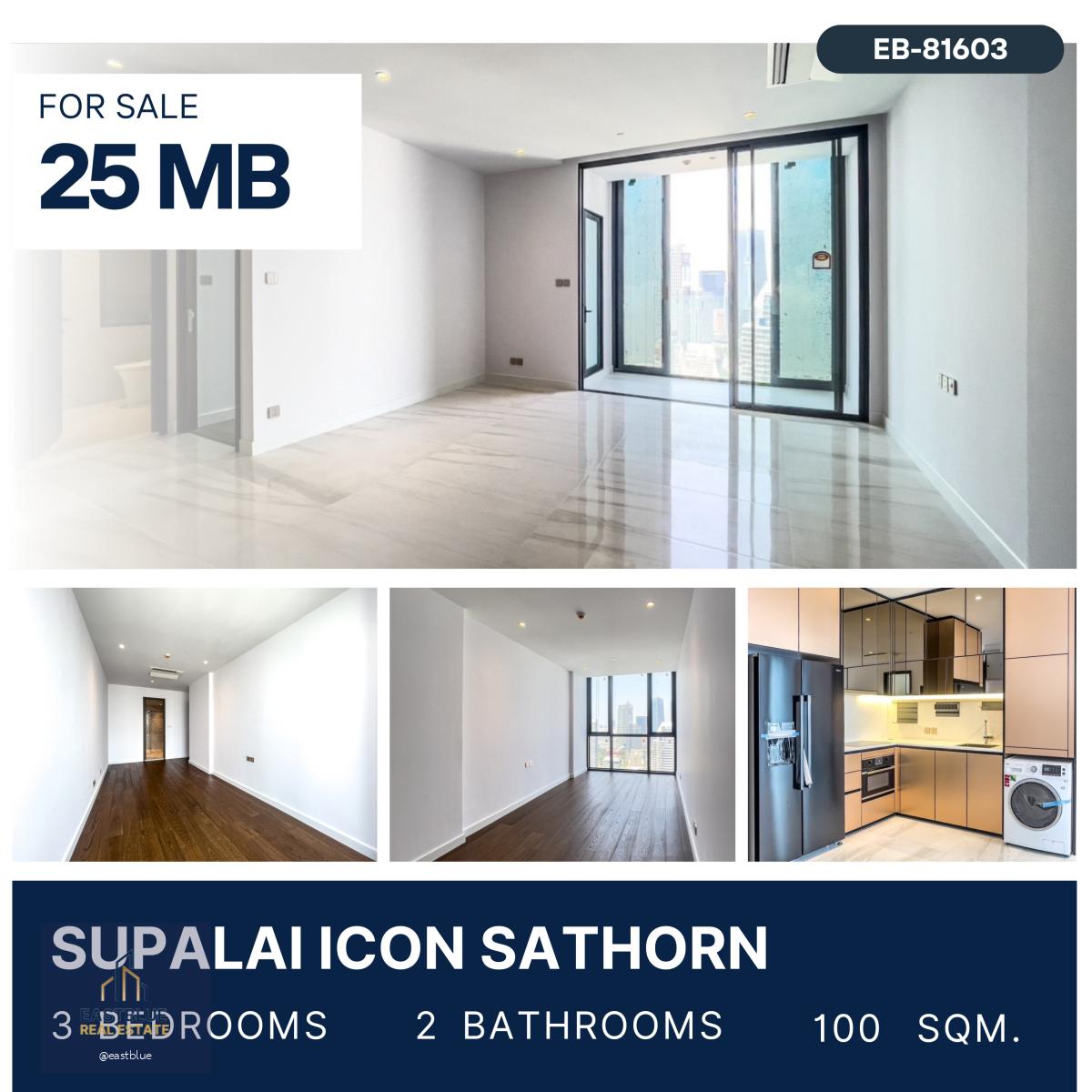 ขาย Supalai Icon Sathorn 3 ห้องนอน ไซส์ 100 ตรม ห้องดี ชั้นสูง วิวสวยมาก