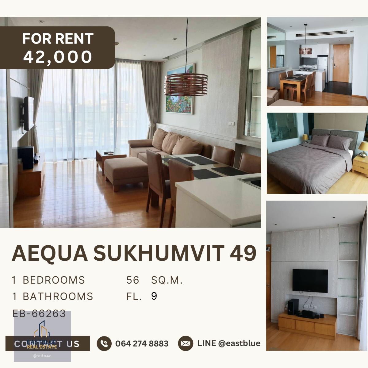 Aequa Sukhumvit 49, 1 bed, 42000 per month