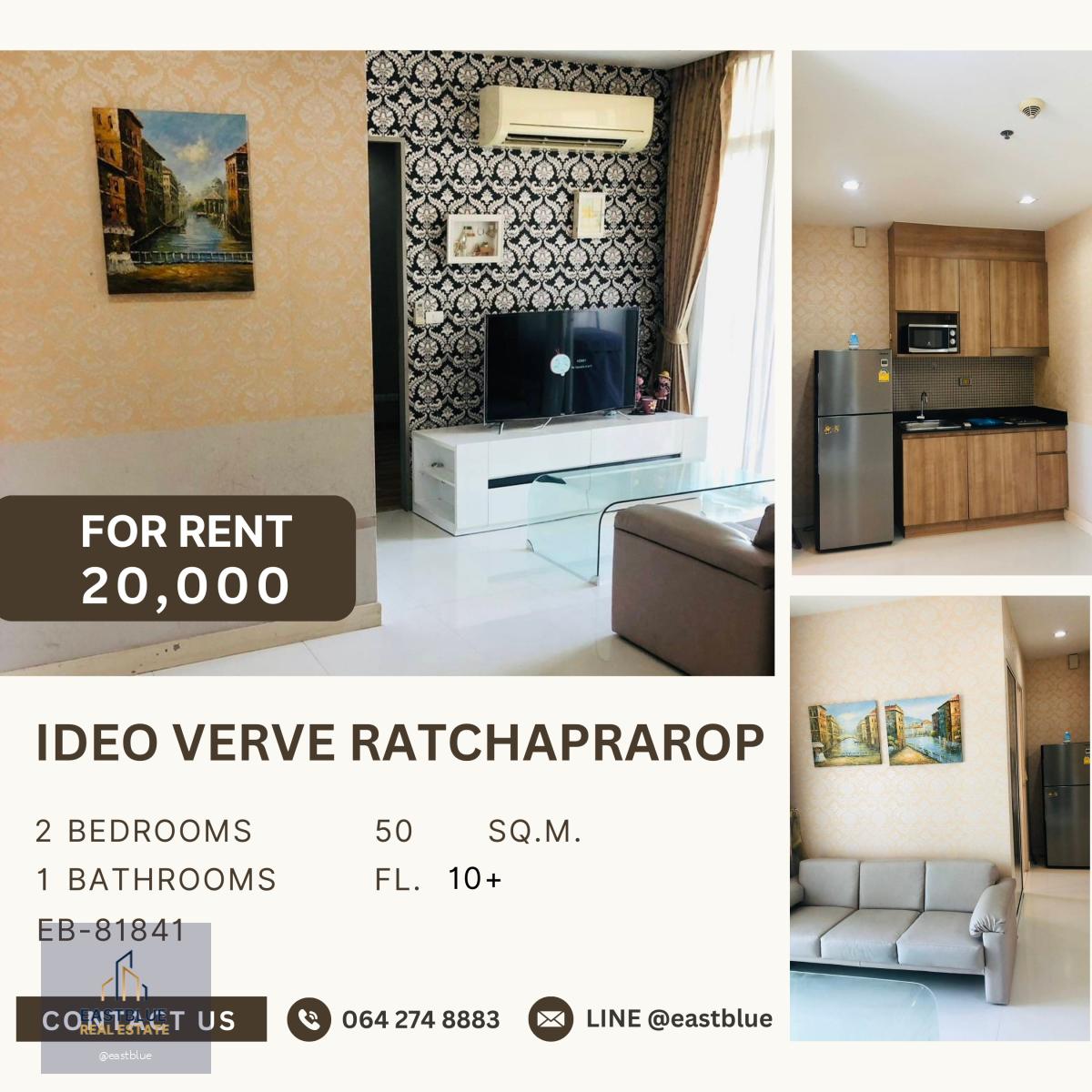 Ideo Verve Ratchaprarop, 2 bed, 20000 per month