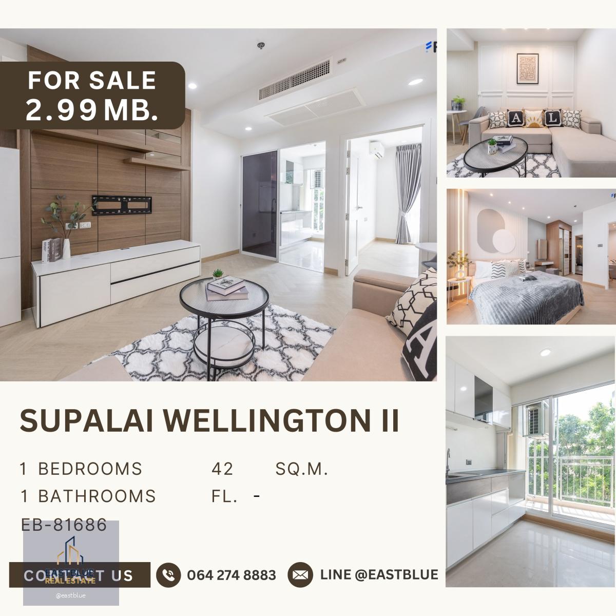 Supalai Wellington II ห้องตกแต่งสวยมาก พร้อมอยู่ ราคาถูกที่สุดในตึก 2.99 ลบ.