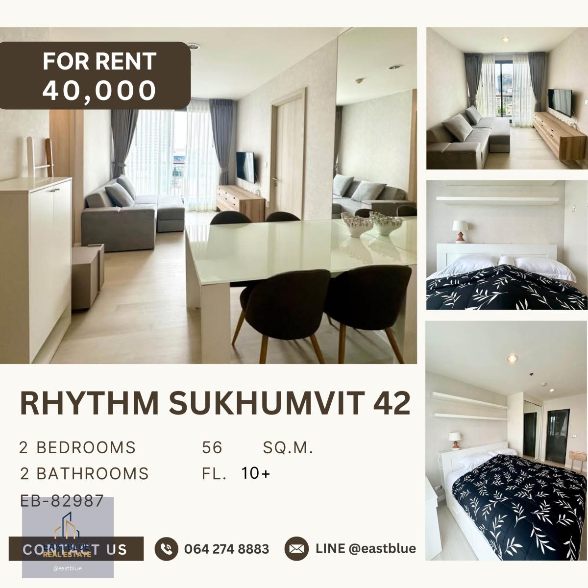 RHYTHM Sukhumvit 42, 2 bed, 40000 per month