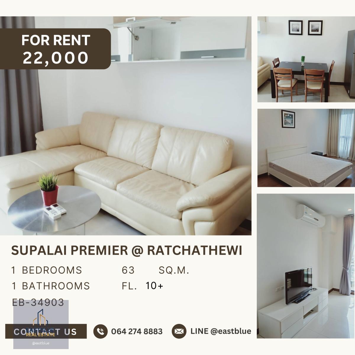 Supalai Premier @ Ratchathewi, 1 bed, 22000 per month