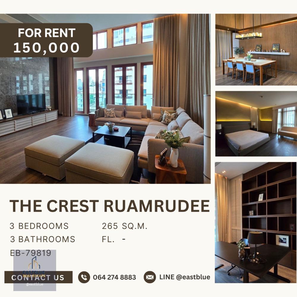 The Crest Ruamrudee Spacious 3-Bedroom with Maidroom for rent 150k