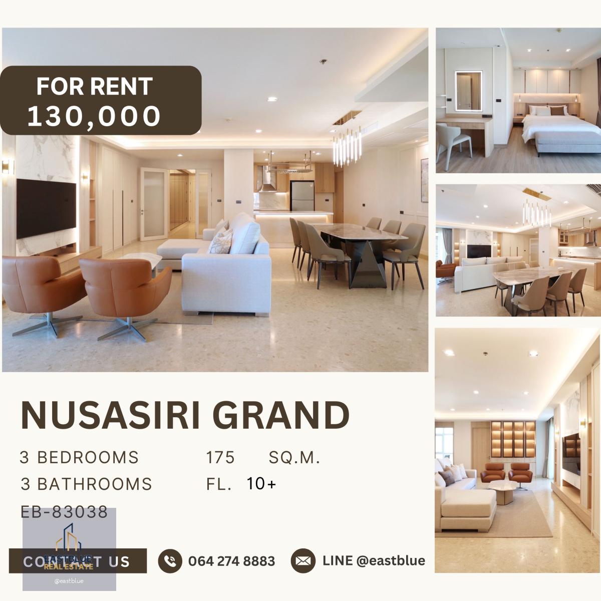 Nusasiri Grand Condo, 3 bed, 130000 per month