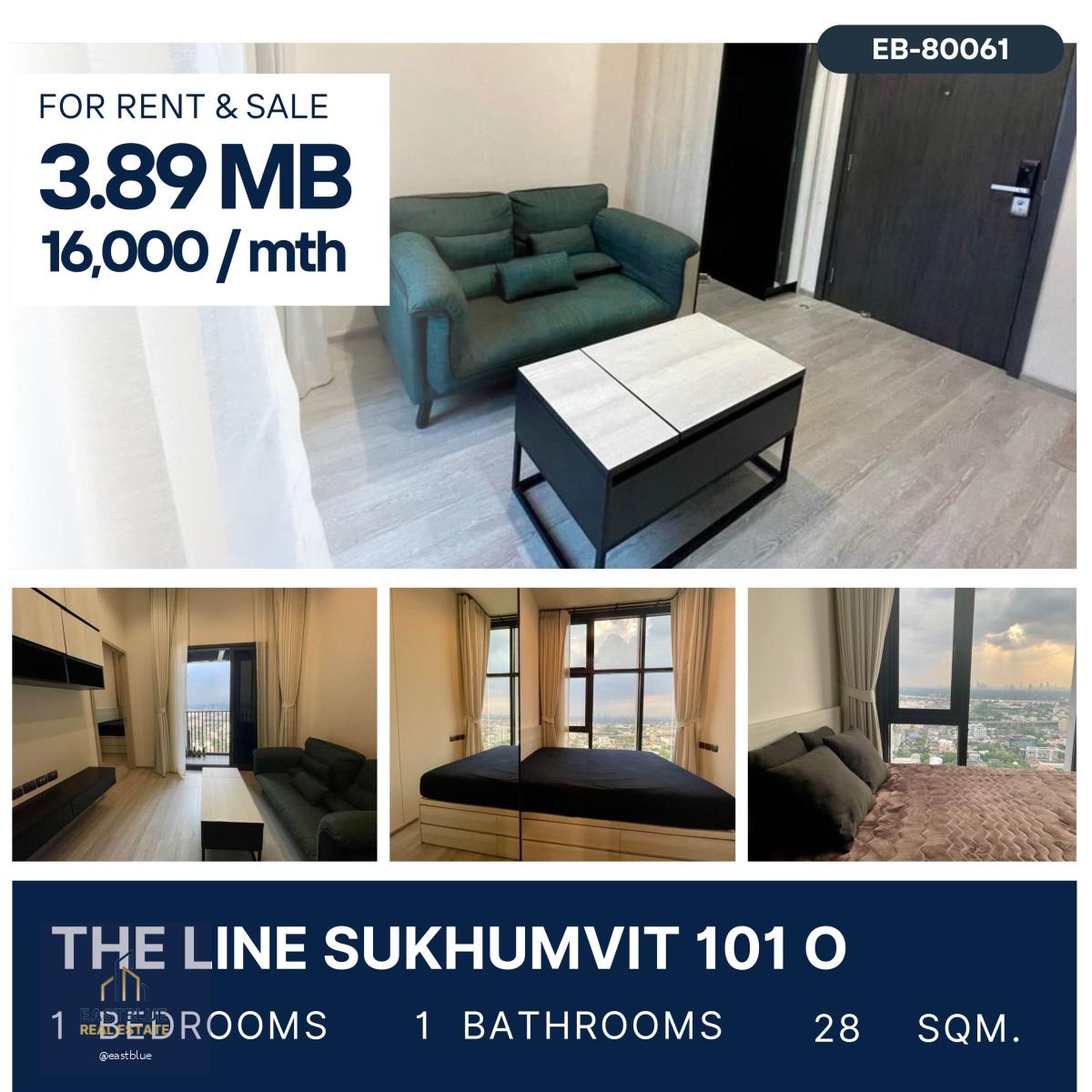 The Line Sukhumvit 101, 1 bed, 16000 per month