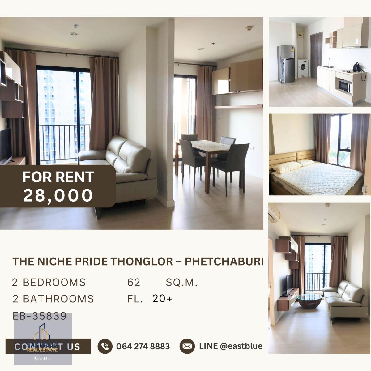 The Niche Pride Thonglor – Phetchaburi, 2 bed, 28000 per month