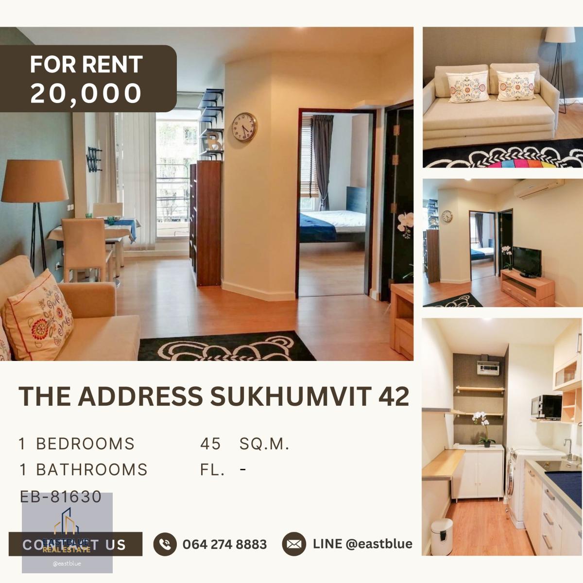 The Address Sukhumvit 42, 1 bed, 20000 per month