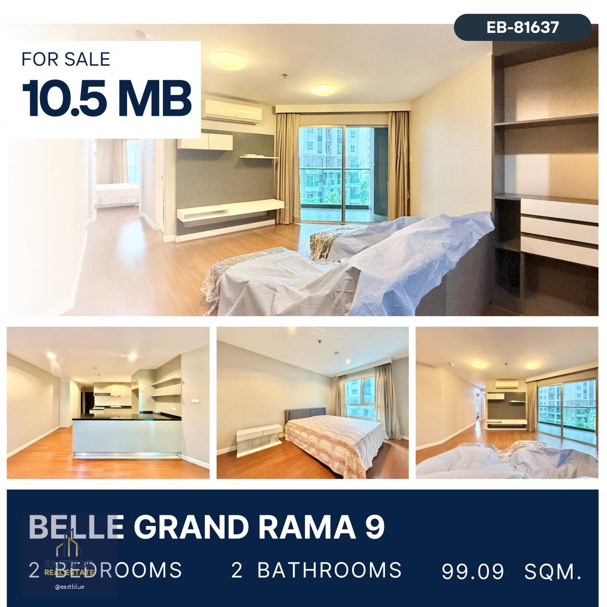 ขาย Belle Grand Rama 9 2 ห้องนอน 2 ห้องน้ำ ห้องกว้าง สภาพใหม่ไม่เคยผ่านผู้พักอาศัย ราคาดี ปล่อยเช่าดี ใกล้ Central