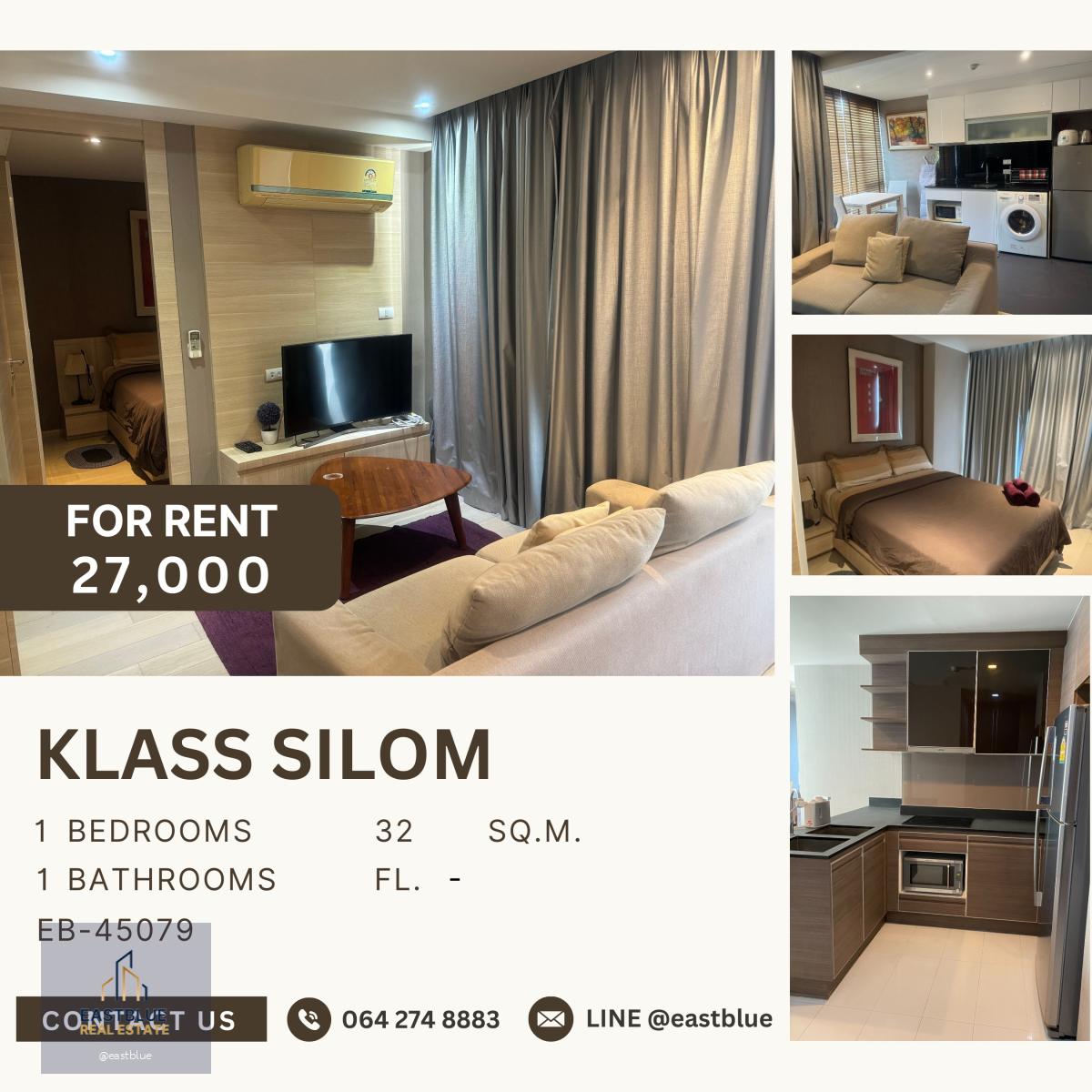 Klass Silom, 1 bed, 27000 per month