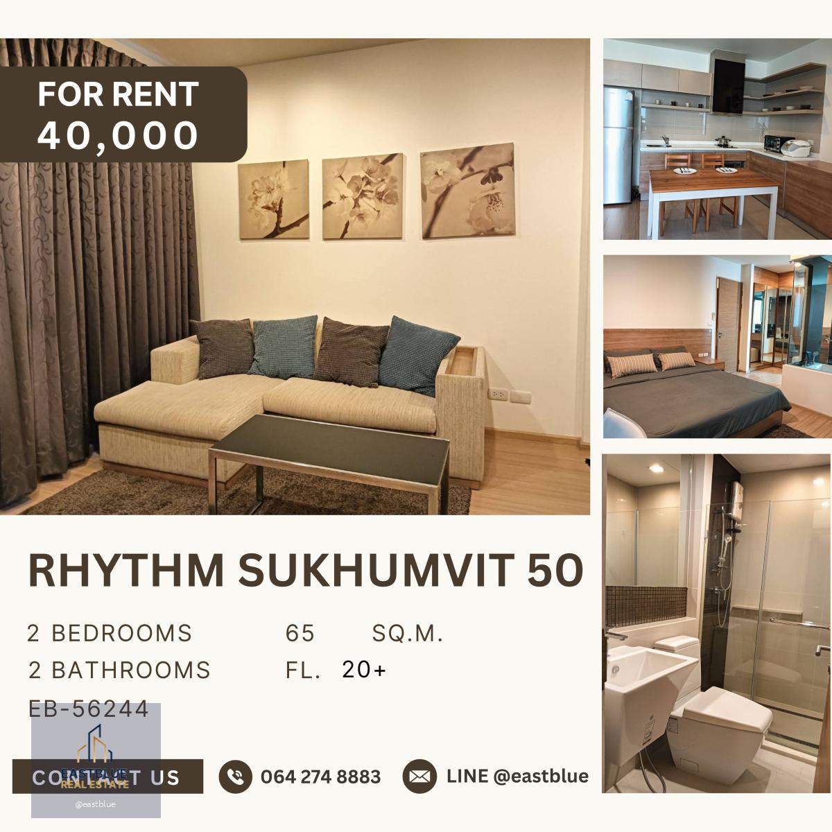 RHYTHM Sukhumvit 50, 2 bed, 40000 per month