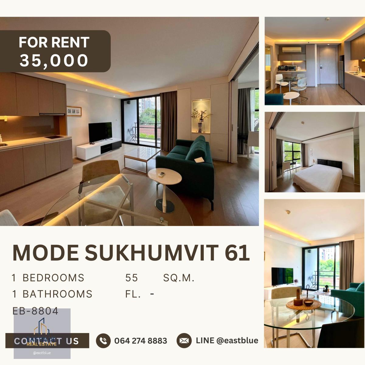 Mode Sukhumvit 61, 1 bed, 35000 per month