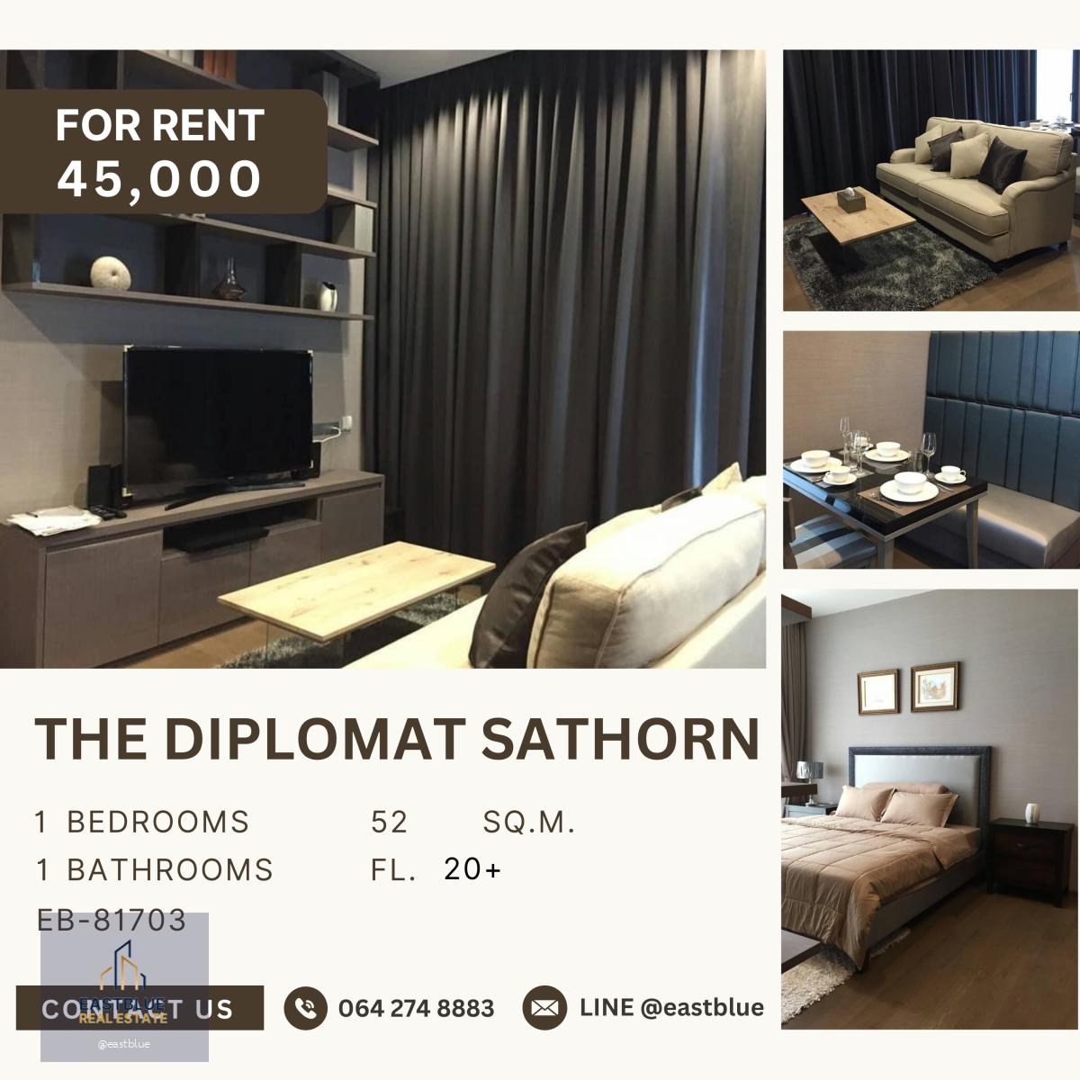 The Diplomat Sathorn, 1 bed, 45000 per month