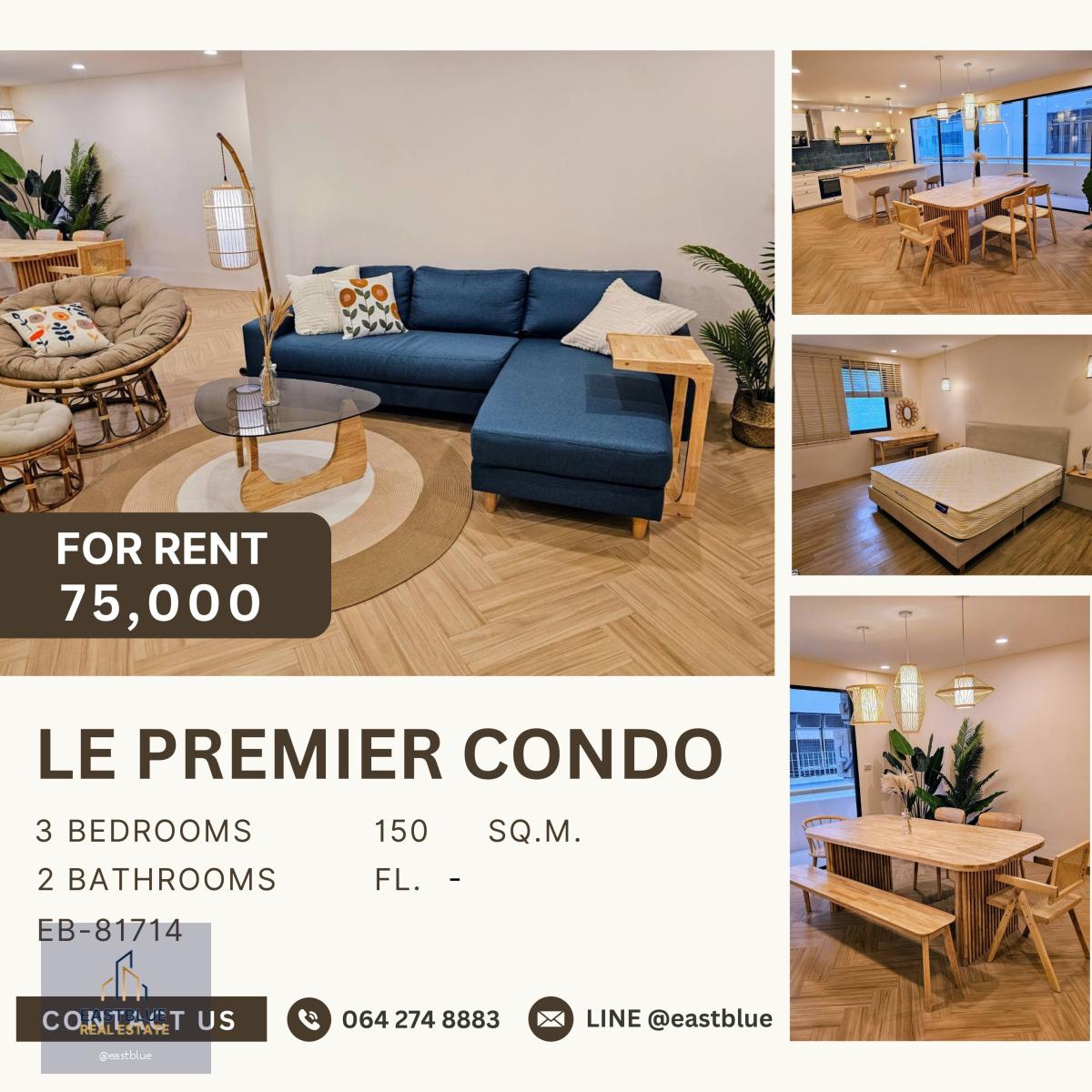 Le Premier Condo, 3 bed, 75000 per month