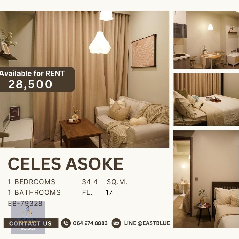 Celes Asoke 1 Bed 1 Bath for rent  28.5k