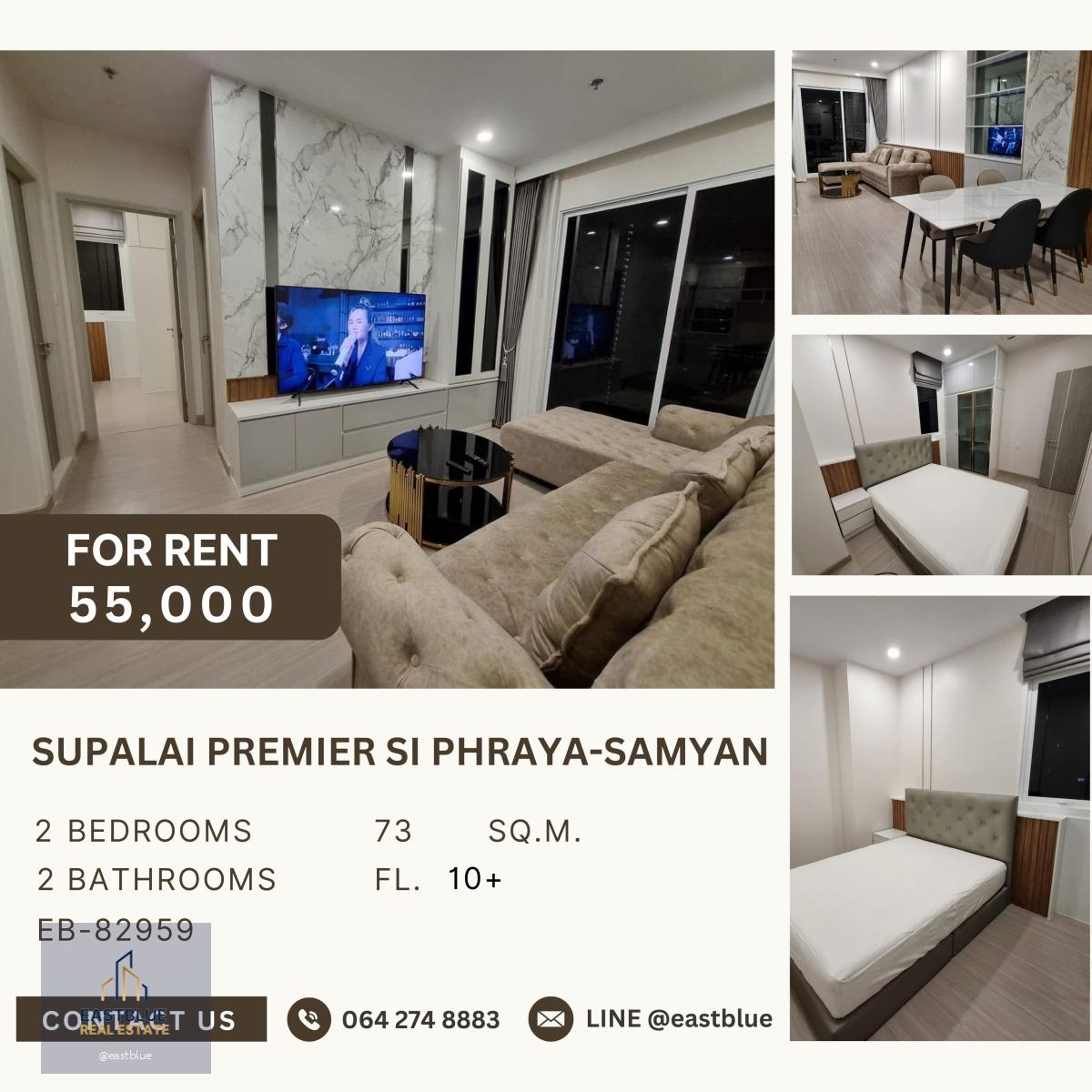 Supalai Premier Si Phraya-Samyan, 2 bed, 55000 per month