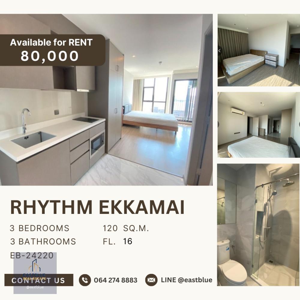 RHYTHM Ekkamai 3 bed 3 bath for rent 80k per month