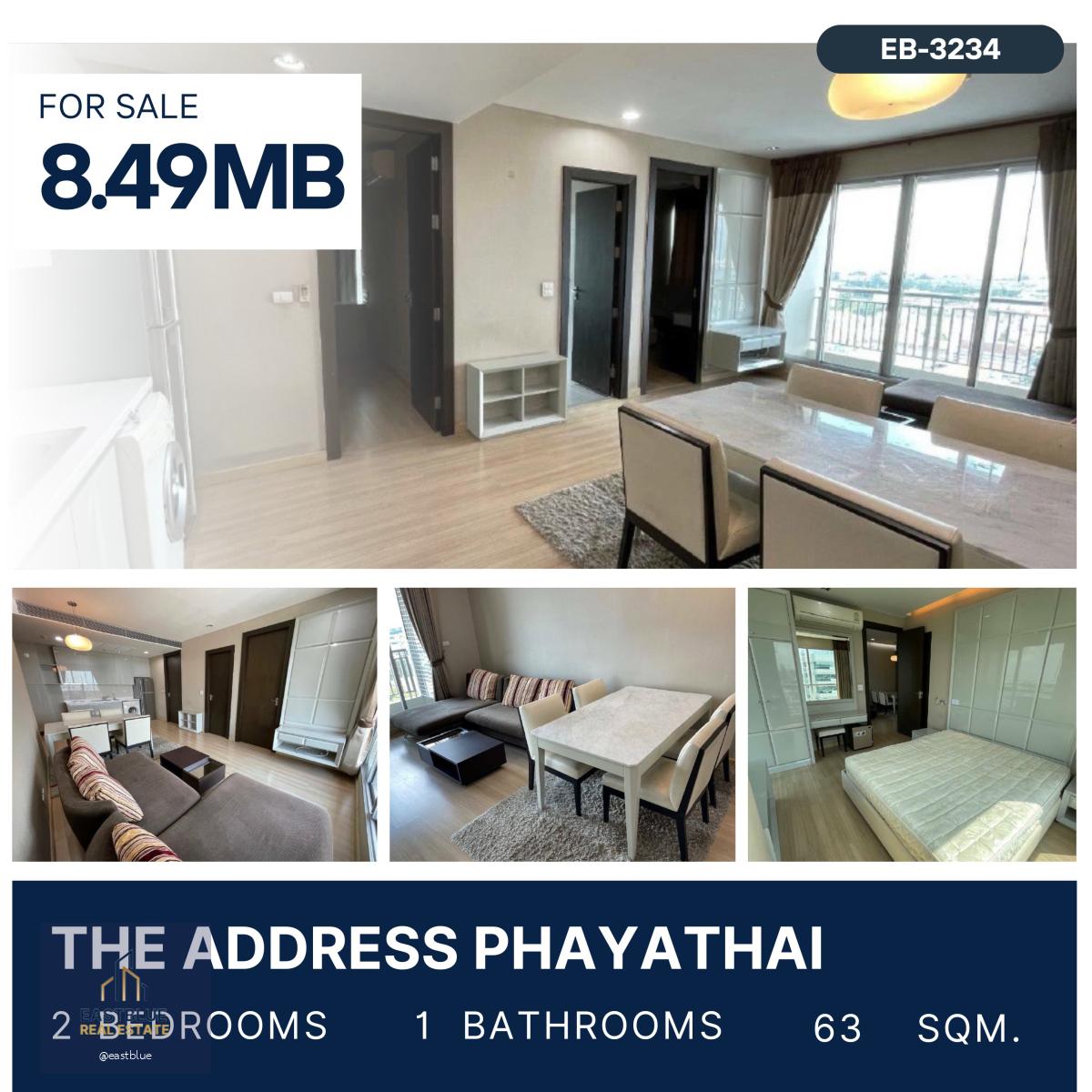 The Address Phayathai 2 ห้องนอน ชั้นสูง ราคาดี 8.49 MB.