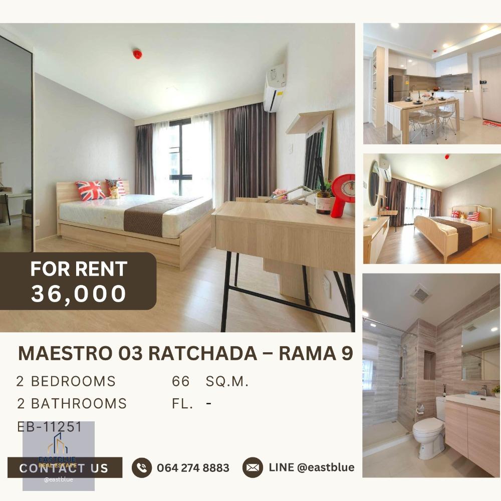 Pet-Friendly Maestro 03 Ratchada – Rama 9 2 Bedroom 66 sqm 36,000 per month