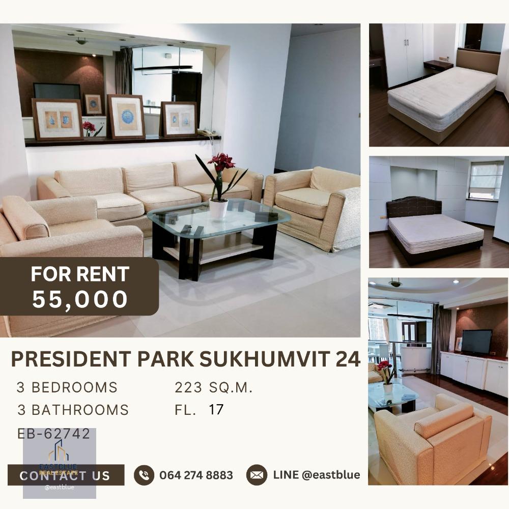 President Park Sukhumvit 24 3-Bedroom  200 sqm ++ only 55,000 per month