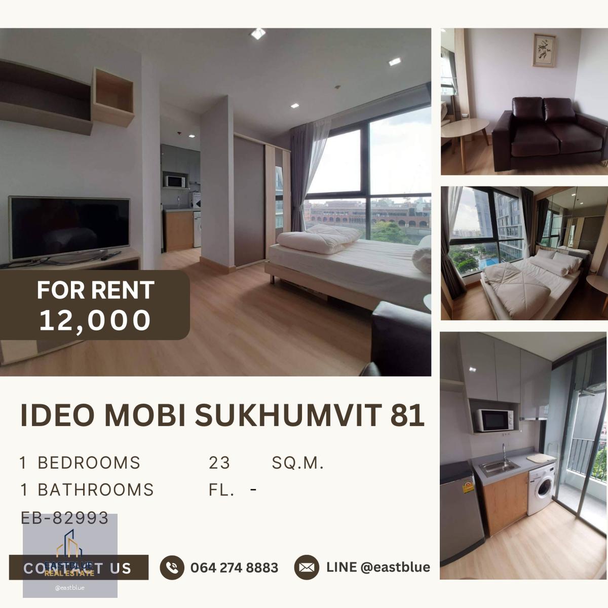 Ideo Mobi Sukhumvit 81, 1 bed, 12000 per month