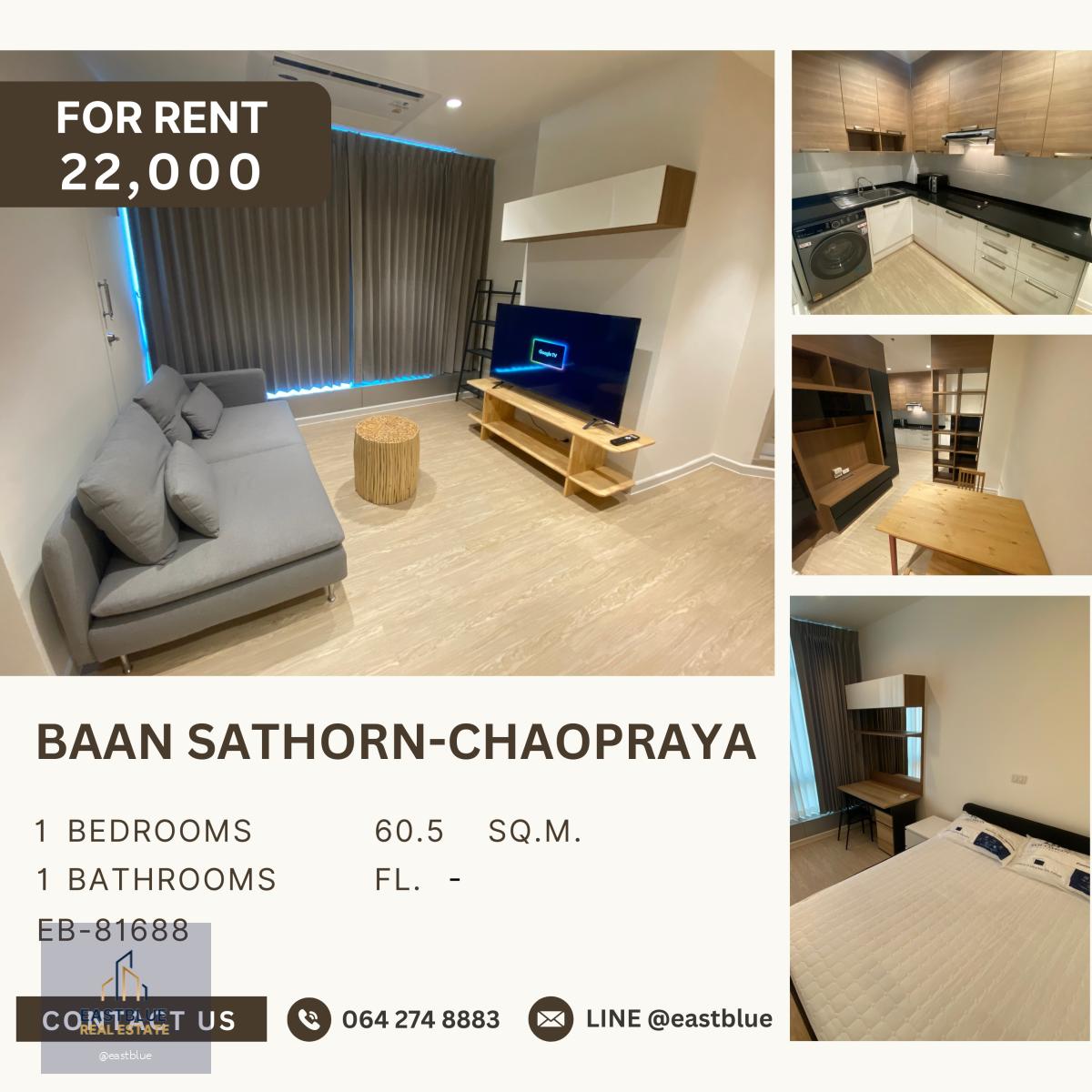 Baan Sathorn-Chaopraya, 1 bed, 22000 per month