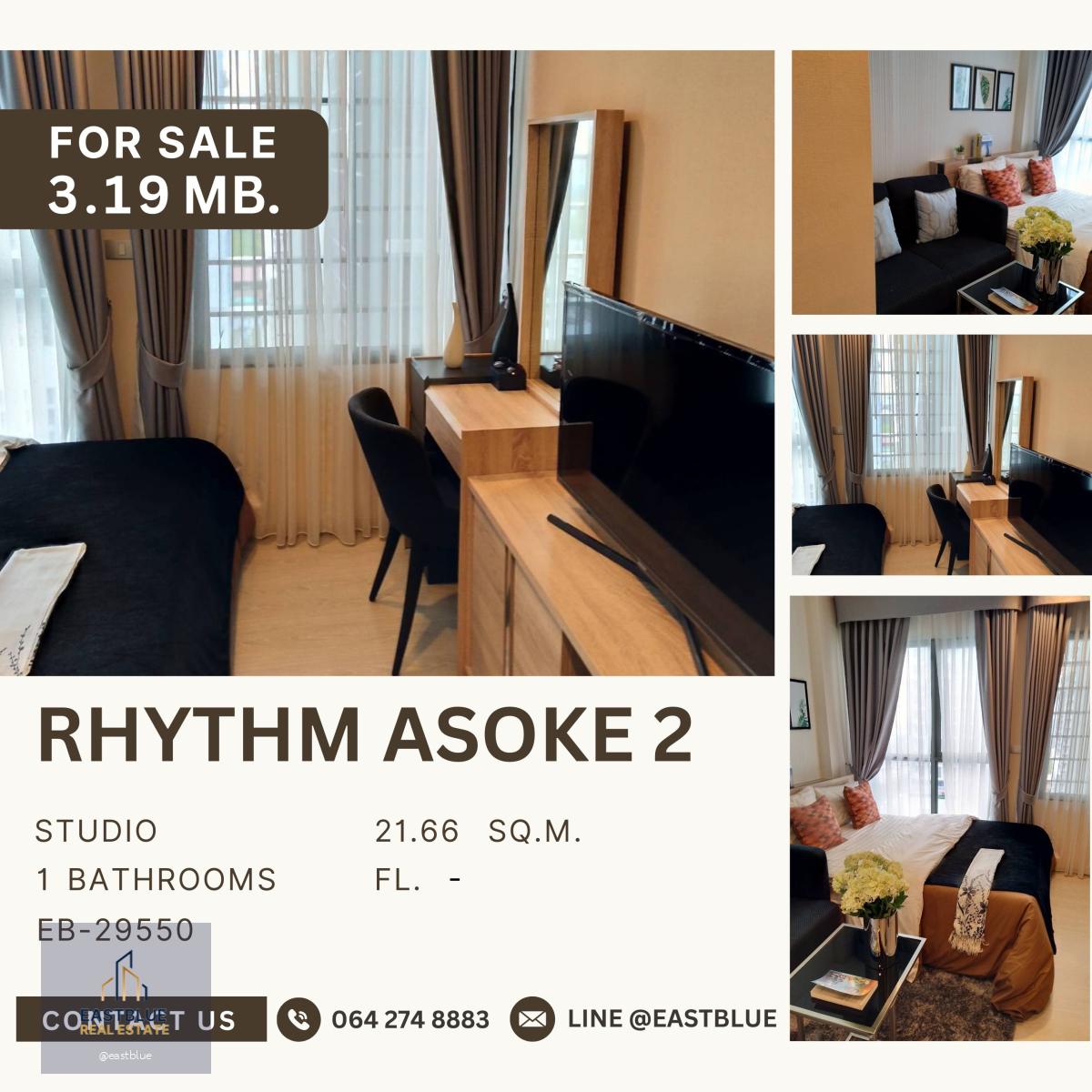 RHYTHM Asoke 2 ห้องสวย ชั้นสูงตำแหน่งดี 3.19 ลบ.