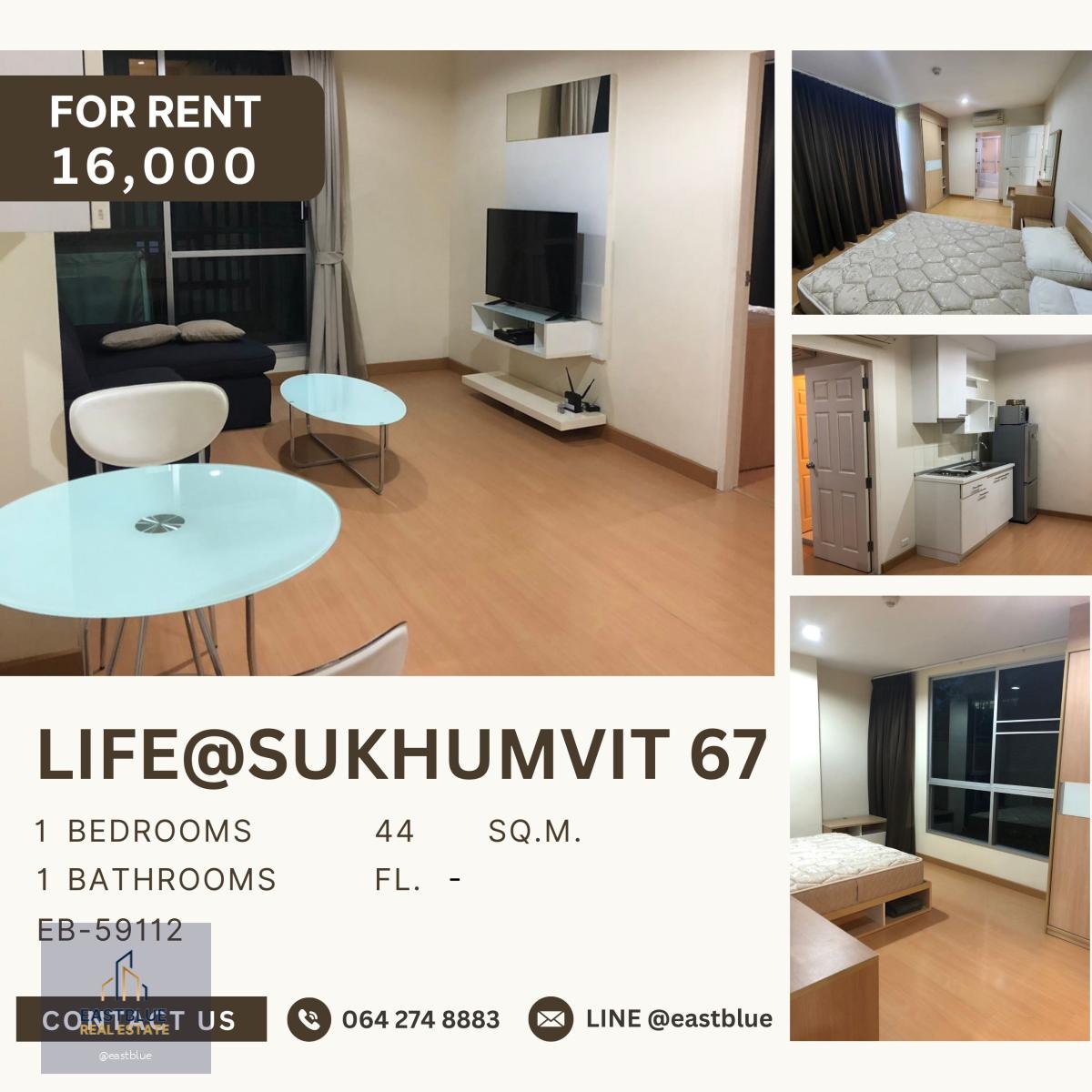 Life@Sukhumvit 67, 1 bed, 16000 per month