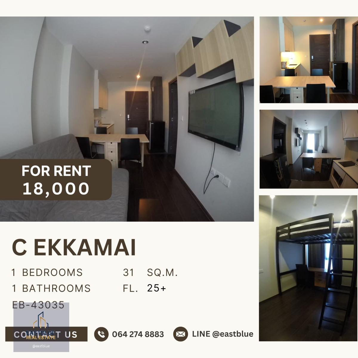 C Ekkamai, 1 bed, 18000 per month