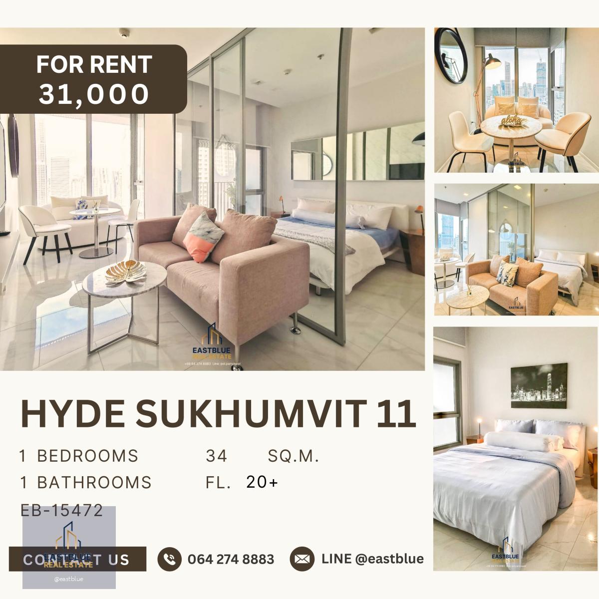 Hyde Sukhumvit 11, 1 bed, 31000 per month