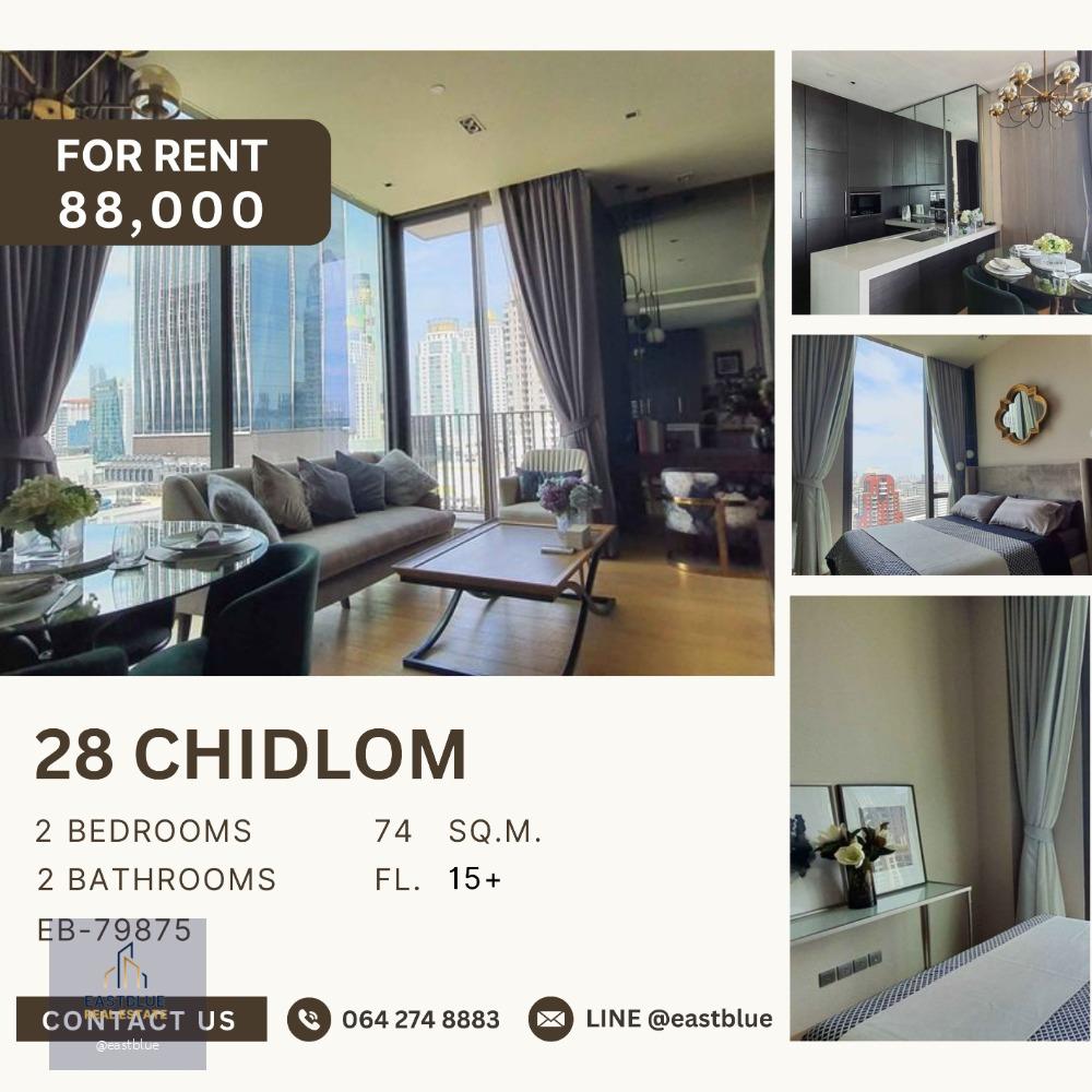 28 Chidlom | High-End 2 Bedroom Full-Height Windows 88,000 per month