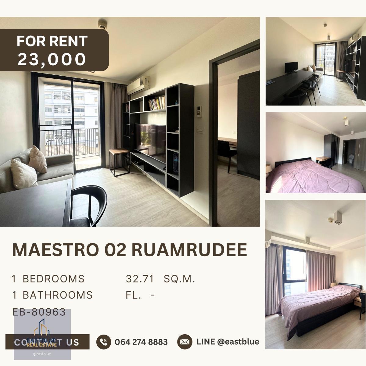 Maestro 02 Ruamrudee, 1 bed, 23000 per month