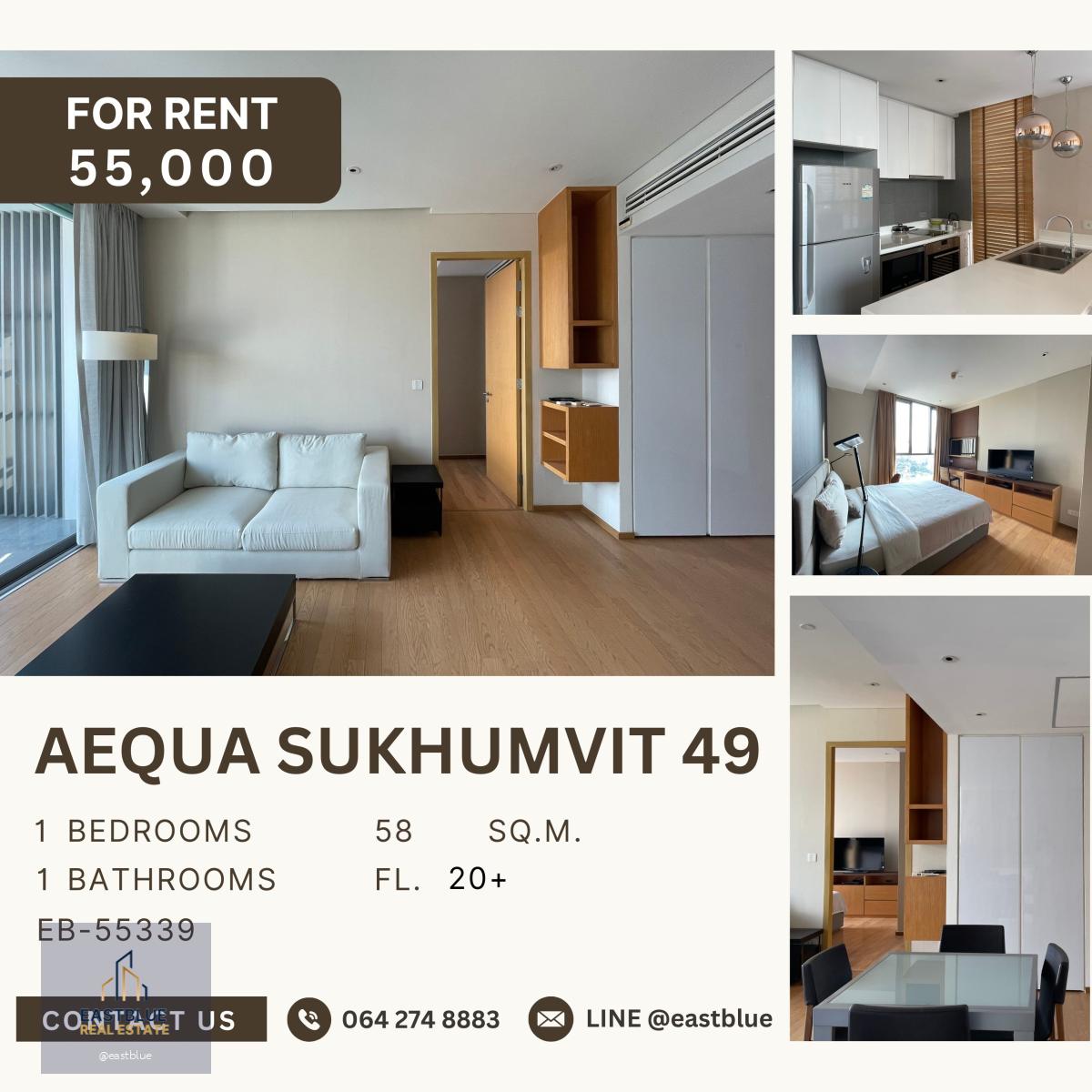 Aequa Sukhumvit 49, 1 bed, 55000 per month